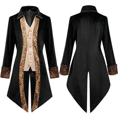 Herren Cosplay Kostüm Halloween Karneval Party Anzug Weinrot Steampunk Mittelalterliche Jacke Gothic Viktorianischer bridgeton Herren Mantel