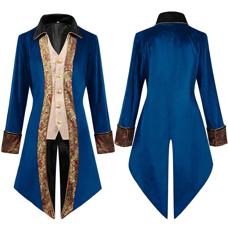 Herren Cosplay Kostüm Halloween Karneval Party Anzug Weinrot Steampunk Mittelalterliche Jacke Gothic Viktorianischer bridgeton Herren Mantel