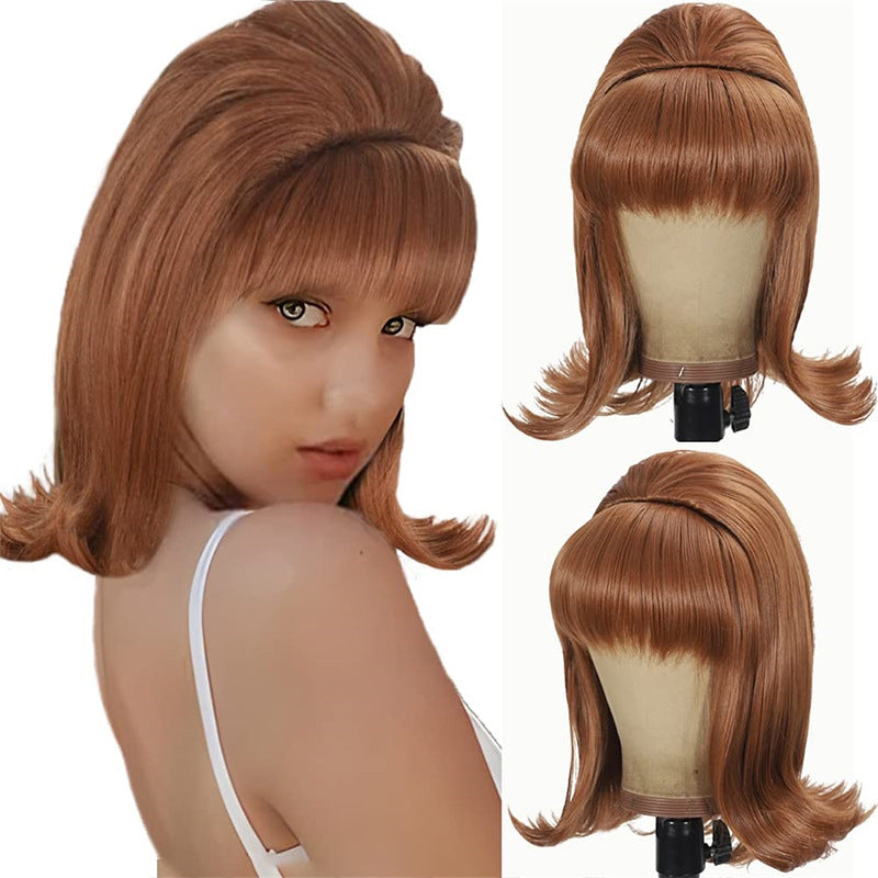Damen Perücke 50er 60er 70er Retro Stil，Synthetikhaar，für Kostümparty Halloween Karneval