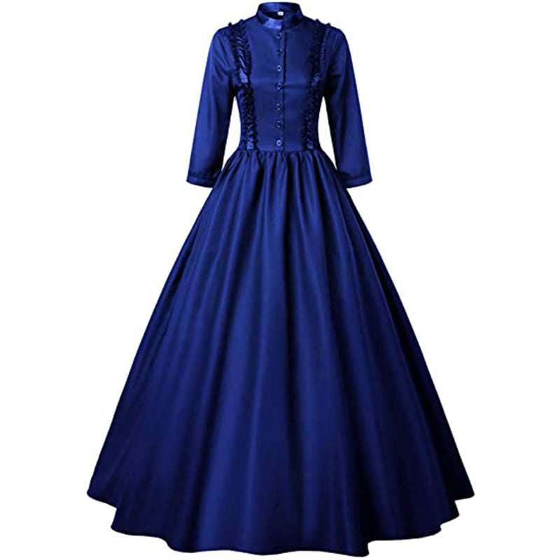 Damen Viktorianisch Vintage Gothic Spitze Lang Halloween Damen Abschlussballkleider