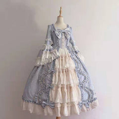 Damen Rokoko barock Kleid cosplay prinzessin kleid schleife spitze chiffon spleißen lolita tutu kleid