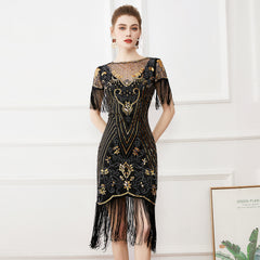 1920er Jahre Stil Charleston Kleid Damen Flapper Kleid Voller Pailletten Retro klassische Motto Party