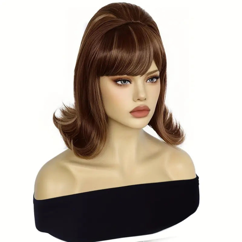 Damen Perücke 50er 60er 70er Retro Stil，Synthetikhaar，für Kostümparty Halloween Karneval