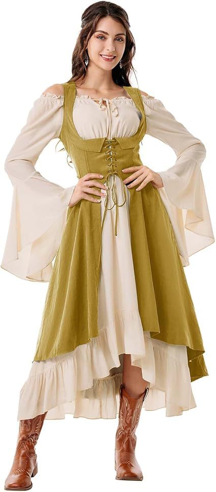 Damen Renaissance Kostüme Mittelalterliche Piratenkleider Cosplay Kostüm Halloween Karneval Party Anzug