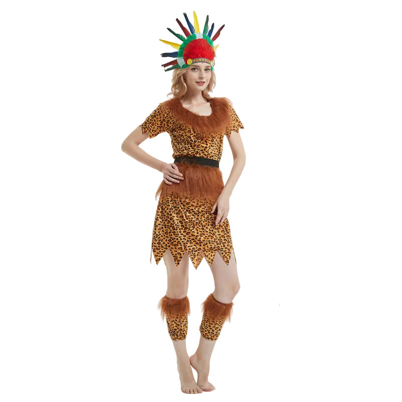 Erwachsene Halloween Kostüm Grau-Weiß Indianer Kostüm Wilden-Kleidung