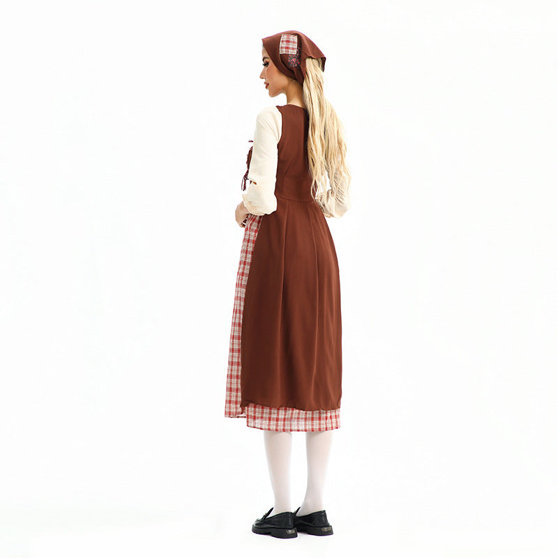 Damen Halloween Dienstmädchenkostüm Literarisches Vintage Kleid Bauernhof Zivile Kostüm