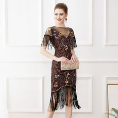 1920er Jahre Stil Charleston Kleid Damen Flapper Kleid Voller Pailletten Retro klassische Motto Party