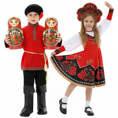 Kinder rot Russische Trachten für Jungen und Mädchen Kindertag Kostüm Cosplay Sets