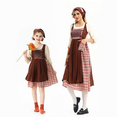 Damen Halloween Dienstmädchenkostüm Literarisches Vintage Kleid Bauernhof Zivile Kostüm