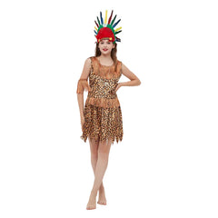 Erwachsene Halloween Kostüm Grau-Weiß Indianer Kostüm Wilden-Kleidung
