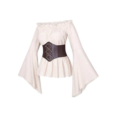 Damen Cosplay Kostüm Outfits Halloween Karneval Anzug Mittelalter Renaissance Langarm Korsett Hemd