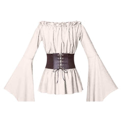 Damen Cosplay Kostüm Outfits Halloween Karneval Anzug Mittelalter Renaissance Langarm Korsett Hemd