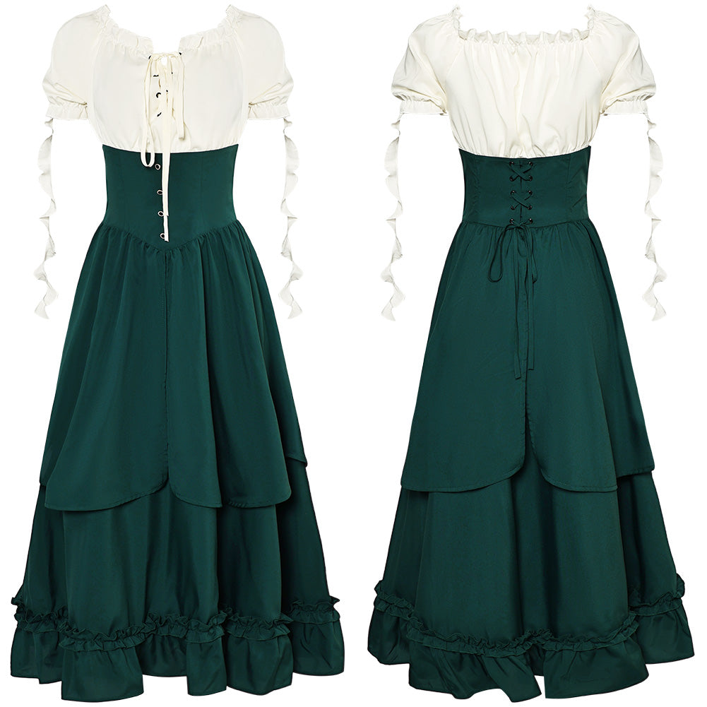 Damen Mittelalter Cosplay Kostüm Outfits Halloween Karneval Anzug Kleid