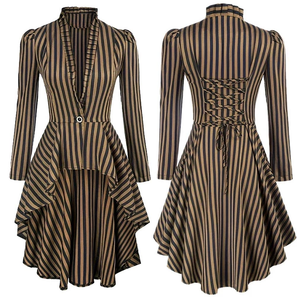 Damen Mittelalterlicher Pirat Cosplay Kostüm Viktorianisch Retro Gothic Renaissance Kleid Outfits Halloween Karneval Anzug