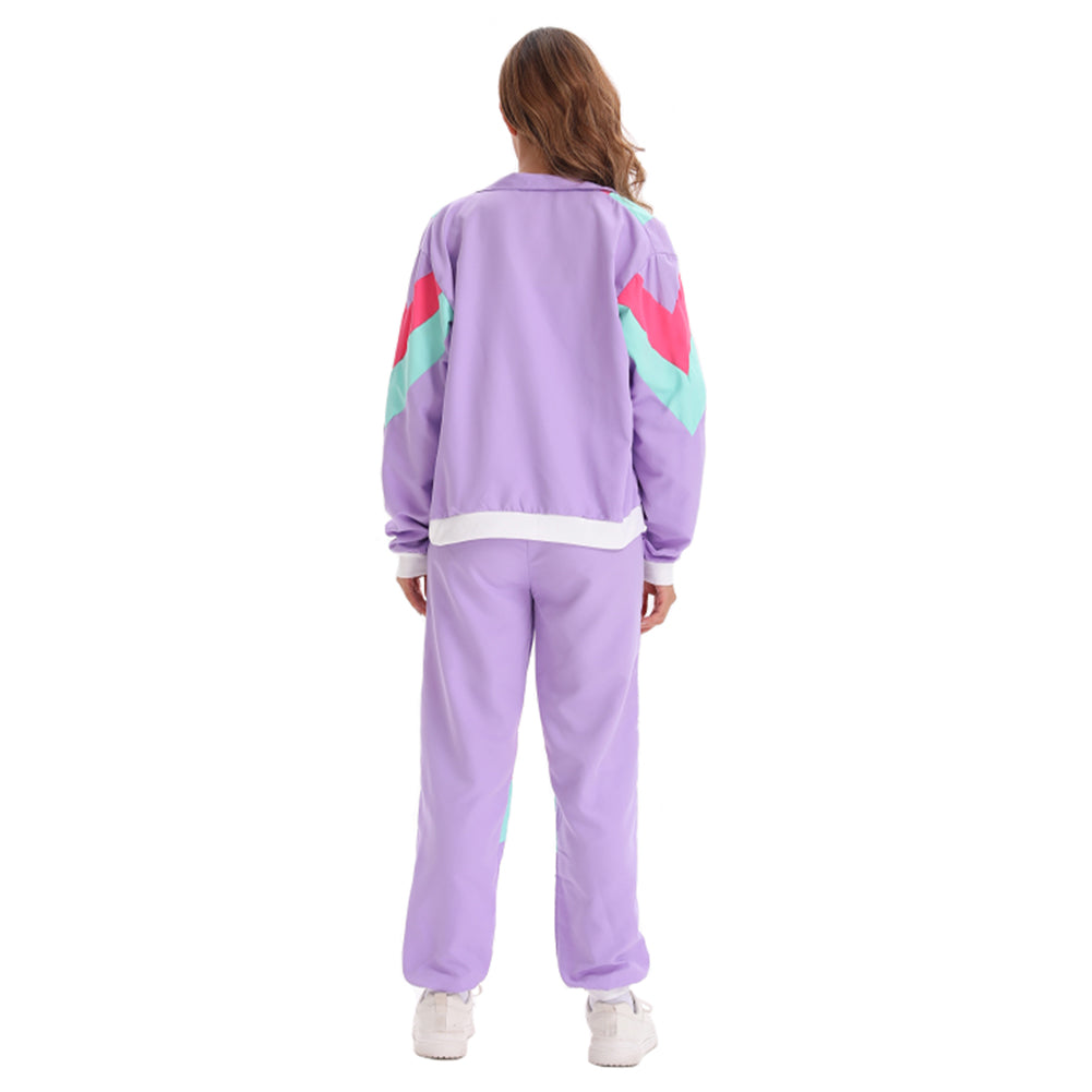 Damen Retro 70s Sportswear Hip Hop Disco Dance Cosplay Kostüm Jacke Mantel Hose Outfits Halloween Karneval Party Anzug