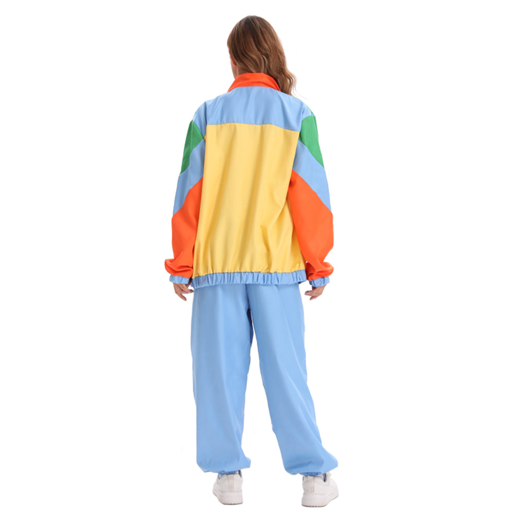 Damen Retro70s Sportmode Hip Hop Tanz Cosplay Kostüm Jacke Mantel Hose Outfits Halloween Karneval Party Anzug