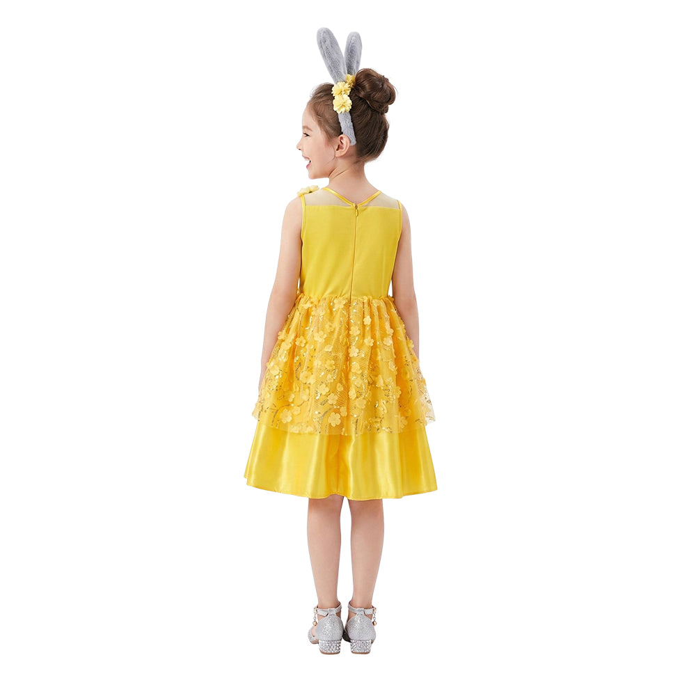 Die Schöne und das Biest Kinder Mädchen Belle Kleid Cosplay-Kostüm für Halloween, Karneval oder Partys