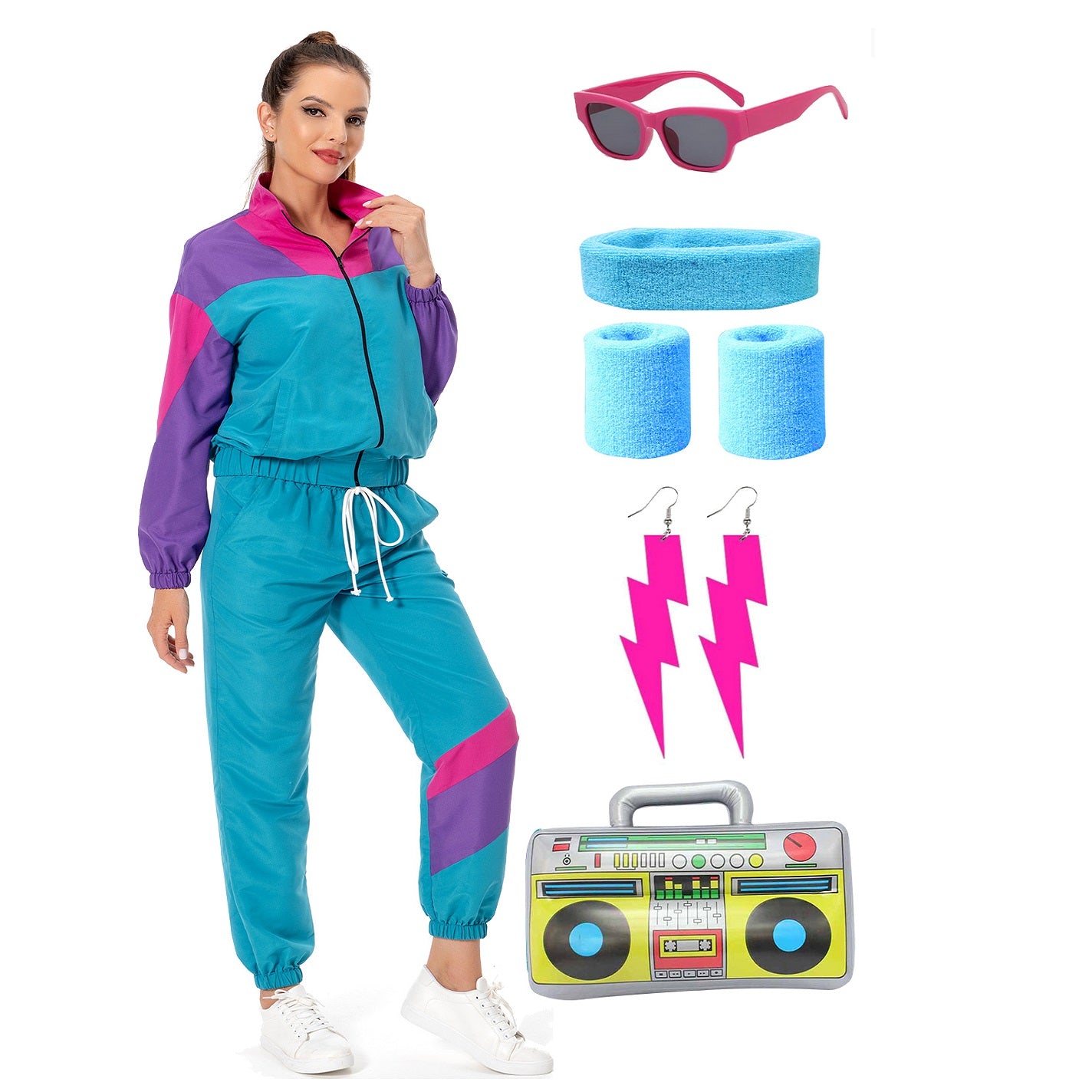 unisex Halloween Cosplay Cosplay Kostüm Outfits Halloween Karneval Anzug 80er Jahre Workout Kostüm Kostüm Outfit Set für Erwachsene