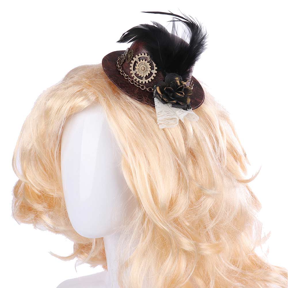 Halloween Karneval Kostüm Zubehör Gothic Punk Gear Feder Mini Hut