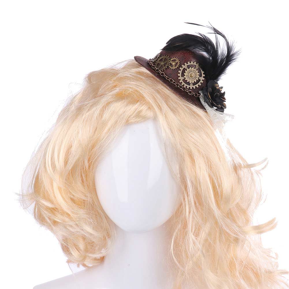 Halloween Karneval Kostüm Zubehör Gothic Punk Gear Feder Mini Hut