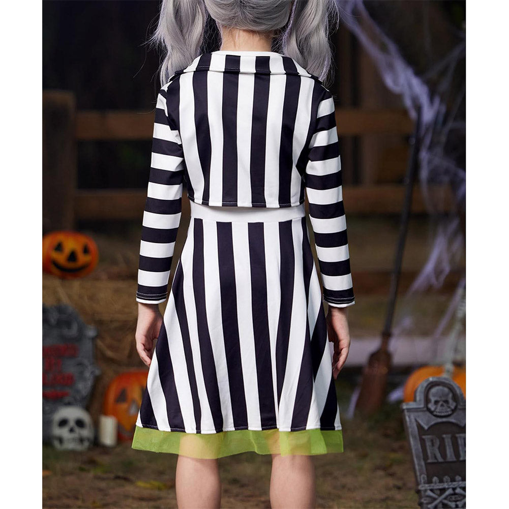 Kinder Mädchen Beetle Juice Cosplay Kostüm Halloween Karneval Party Anzug