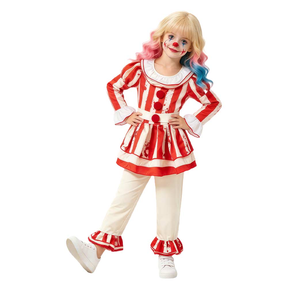 Kinder Mädchen Clown Cosplay-Kostüm für Halloween, Karneval oder Partys: Pennywise