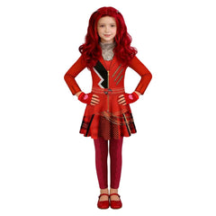 Kinder Mädchen Descendants rotes Cosplay-Kostüm für Halloween und Karnevalspartys