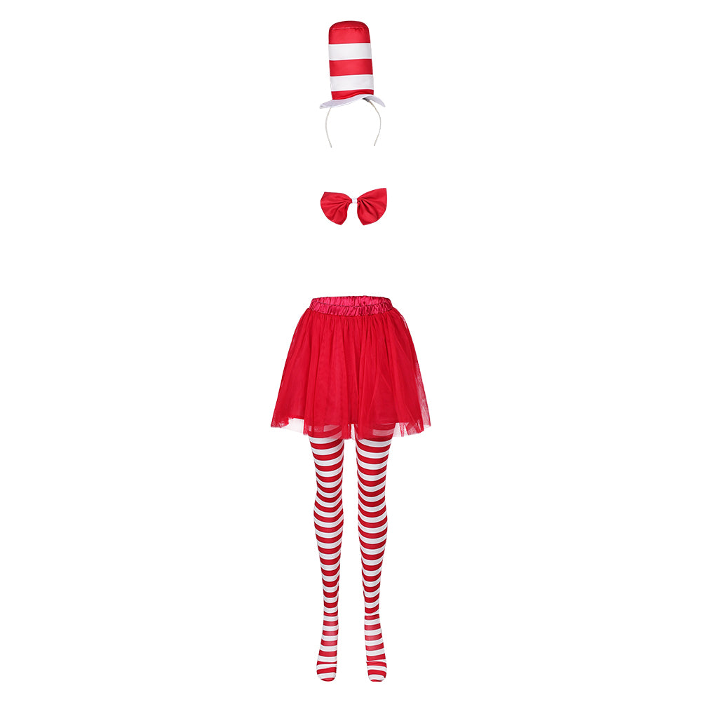Kinder Mädchen Die Katze im Hut Cosplay Kostüm Outfits Halloween Karneval Anzug cos Rock