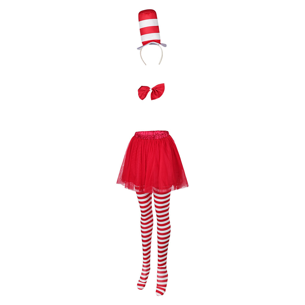 Kinder Mädchen Die Katze im Hut Cosplay Kostüm Outfits Halloween Karneval Anzug cos Rock