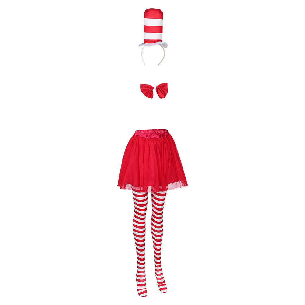 Kinder Mädchen Die Katze im Hut Cosplay Kostüm Outfits Halloween Karneval Anzug cos Rock