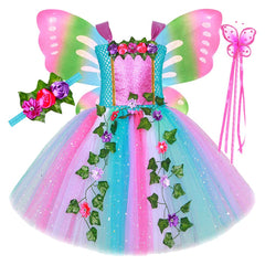 Kinder Mädchen Feenkleid Mesh Prinzessin TUTU Rock Schmetterlingsflügel Flauschiger Rock Cosplay Kostüm Outfits Halloween Karneval Anzug  ﻿
