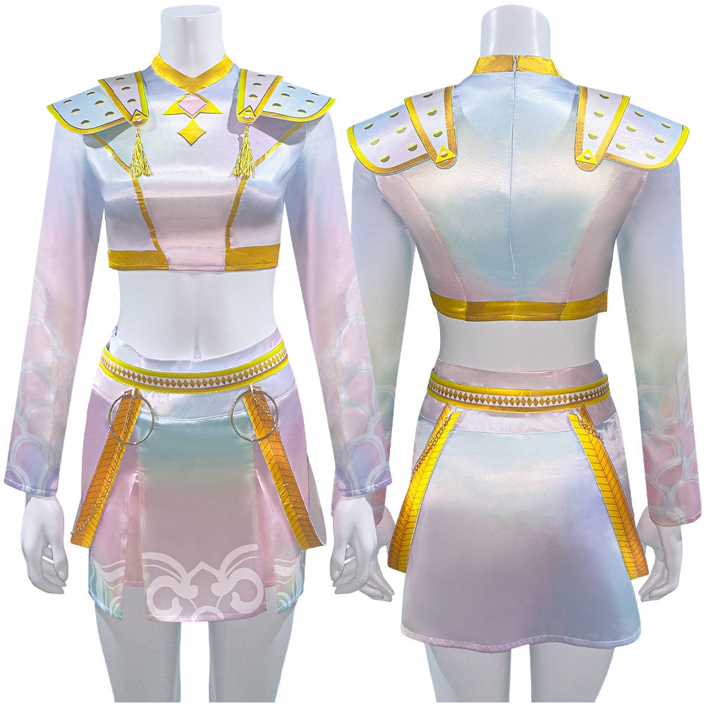 Kinder Mädchen Huntrix zoey cos Kpop Demon Hunters Cosplay Kostüm Halloween Karneval Party Anzug