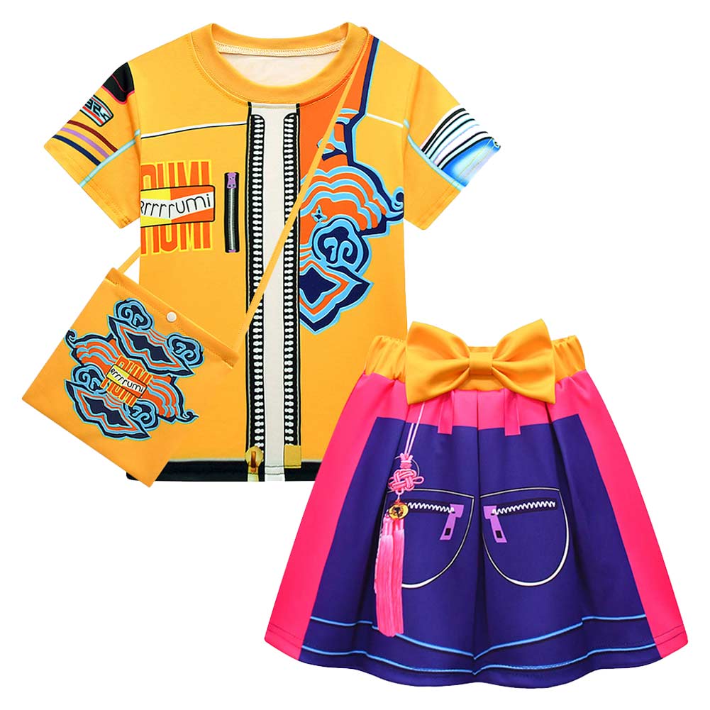Kinder Mädchen Kleid Kpop Demon Hunters Huntrix Rumi Cosplay Kostüm Halloween Karneval Party Anzug