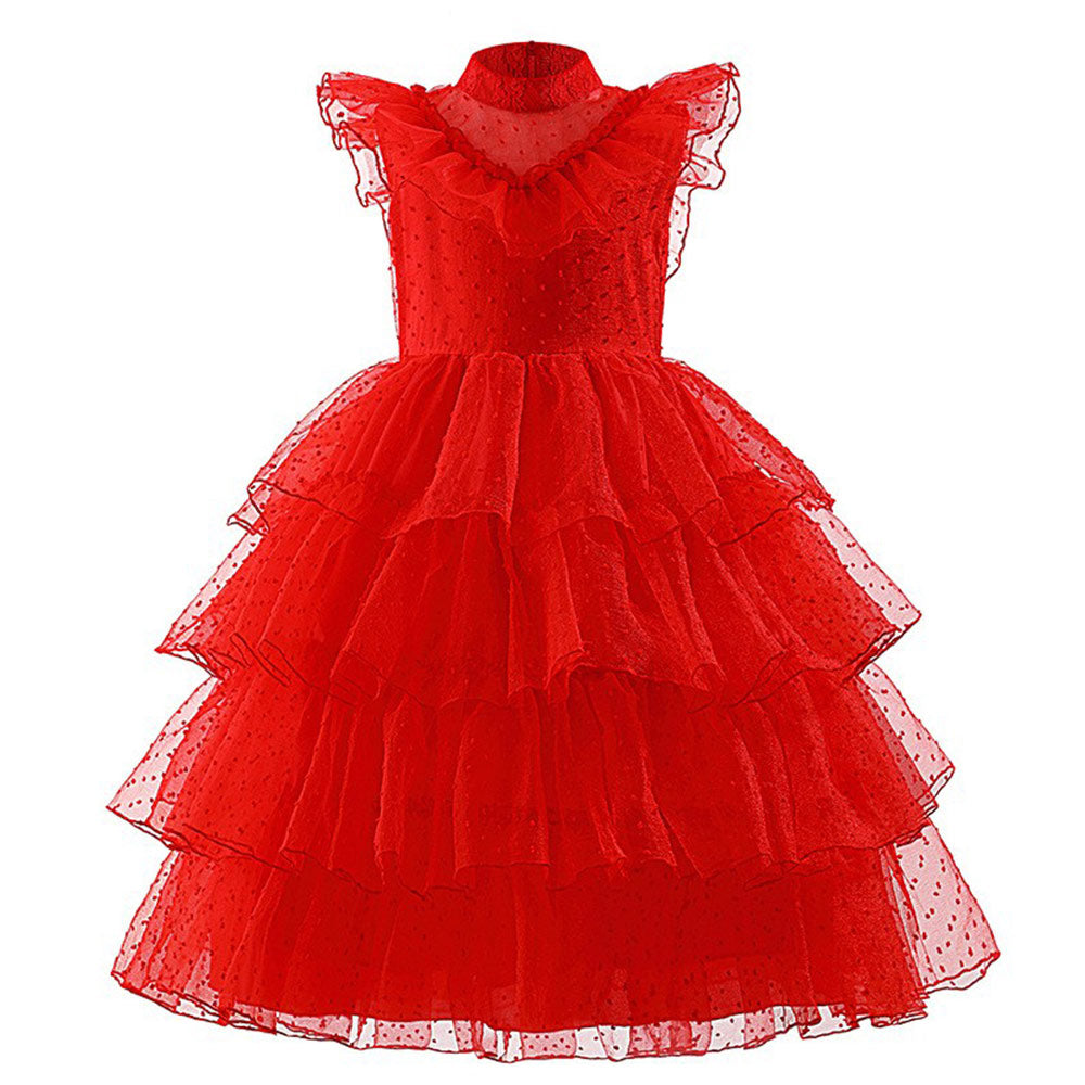 Kinder Mädchen Kleid Lydia Beetlejuice Cosplay Kostüm Outfits Halloween Karneval Anzug