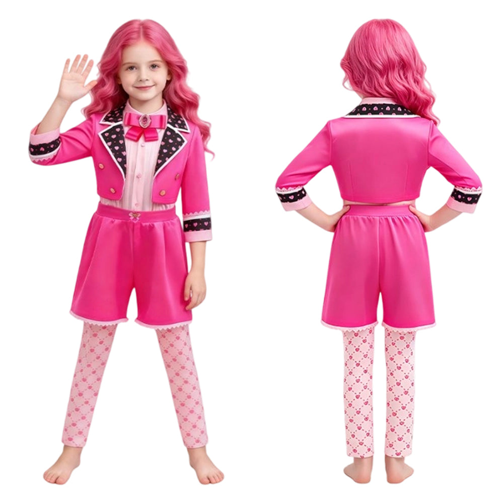 Kinder Mädchen Pink Kostüm Set Descendants 2026 Pink Cosplay Outfit