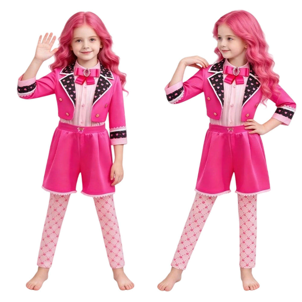 Kinder Mädchen Pink Kostüm Set Descendants 2026 Pink Cosplay Outfit