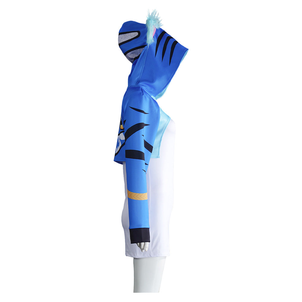 Kpop Demon Hunters Cosplay Kapuzenpulli 3D Druck mit Kapuze Casual Sweatshirt Shrug Katze Blue Derpy Tiger