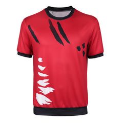 One Piece Herren Luffy Cosplay rot T-Shirt, Kostüm für Halloween Karneval und Partys