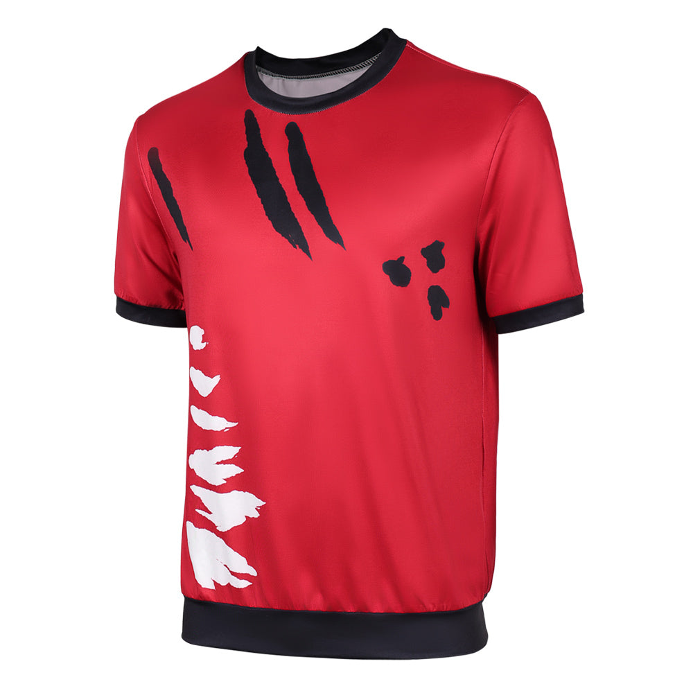 One Piece Herren Luffy Cosplay rot T-Shirt, Kostüm für Halloween Karneval und Partys