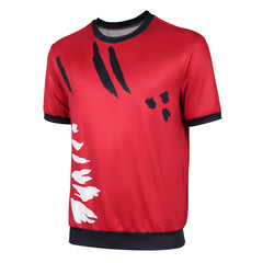 One Piece Herren Luffy Cosplay rot T-Shirt, Kostüm für Halloween Karneval und Partys