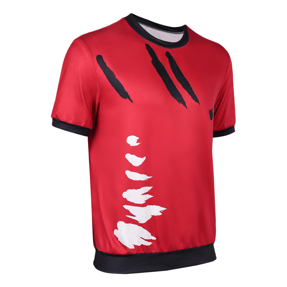 One Piece Herren Luffy Cosplay rot T-Shirt, Kostüm für Halloween Karneval und Partys