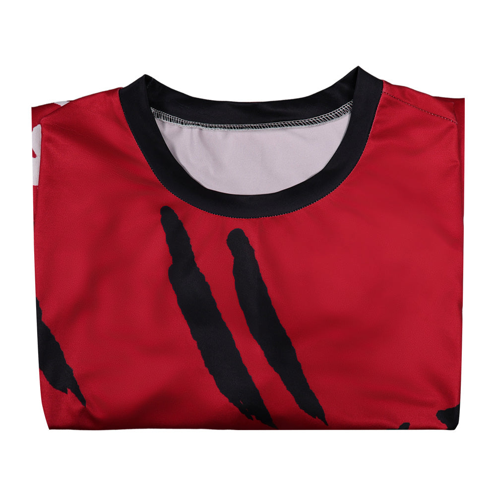 One Piece Herren Luffy Cosplay rot T-Shirt, Kostüm für Halloween Karneval und Partys
