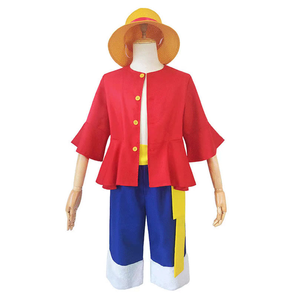 One Piece Kinder Luffy-Cosplay-Kostüm Halloween Karneval  Partys