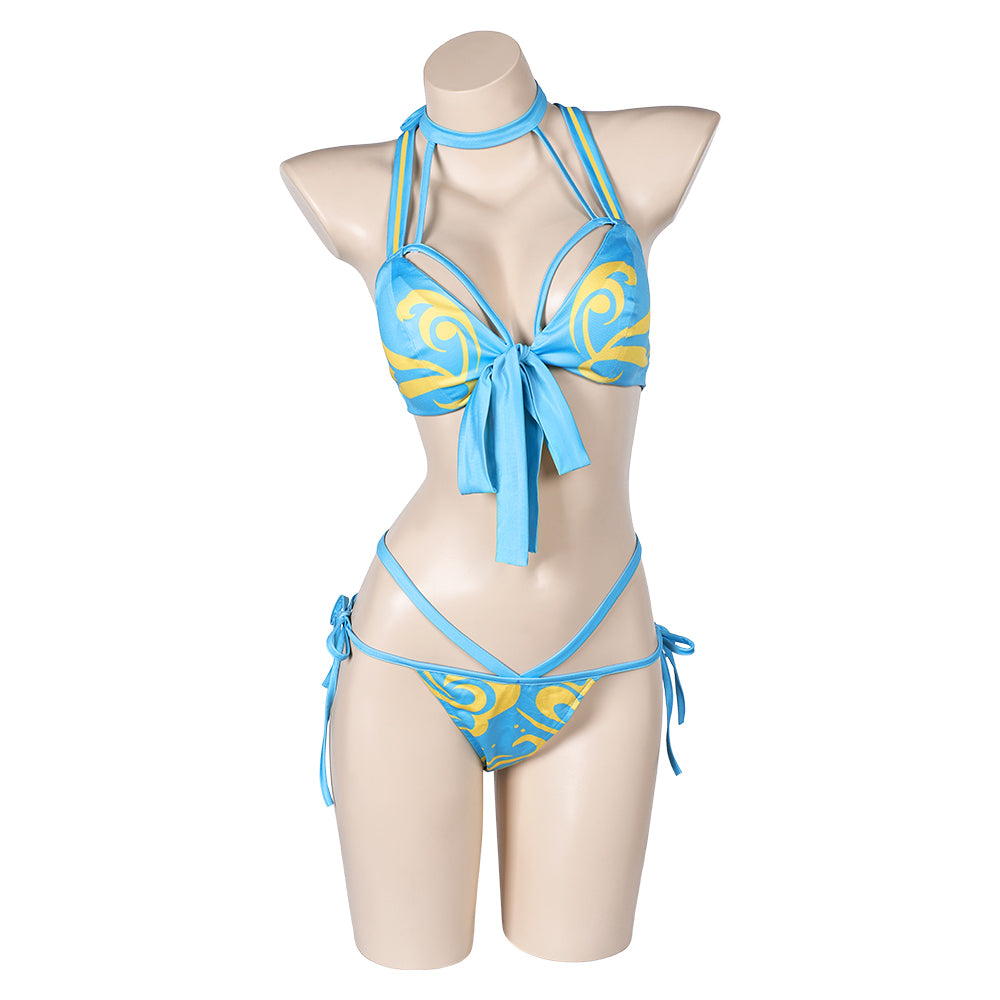 Street Fighter Damen Chun Li Kostüm Outfits Bademode Halloween Karneval Anzug