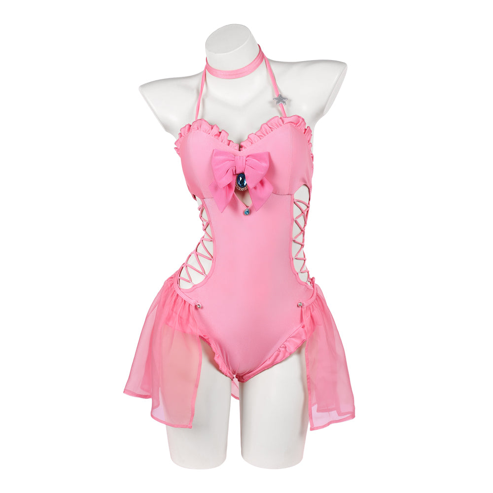 Super Mario Damen Badeanzug Cosplay-Kostüm für Halloween, Karneval oder Partys Prinzessin Peach
