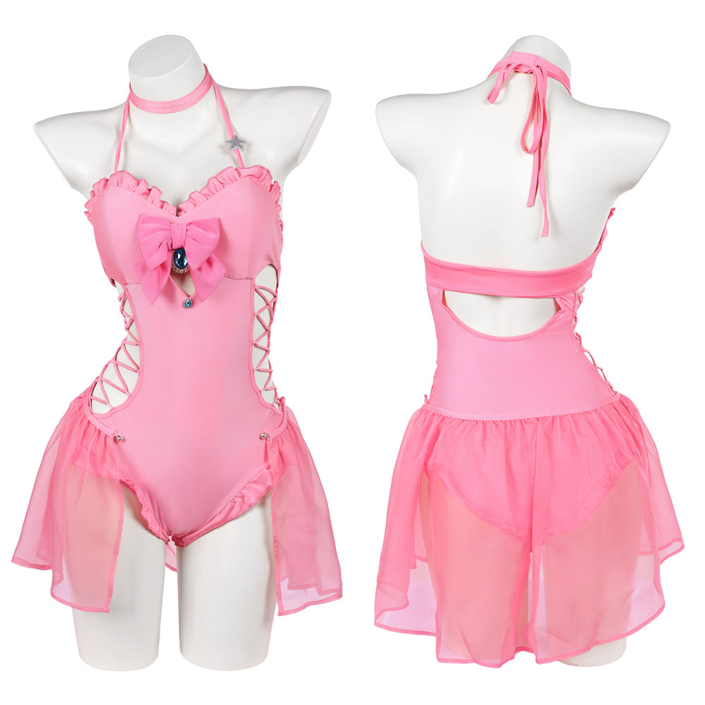 Super Mario Damen Badeanzug Cosplay-Kostüm für Halloween, Karneval oder Partys Prinzessin Peach