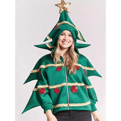 unisex Erwachsene Weihnachtsbaum Zipper Hoodie Cosplay Kostüm Outfits Halloween Karneval Anzug