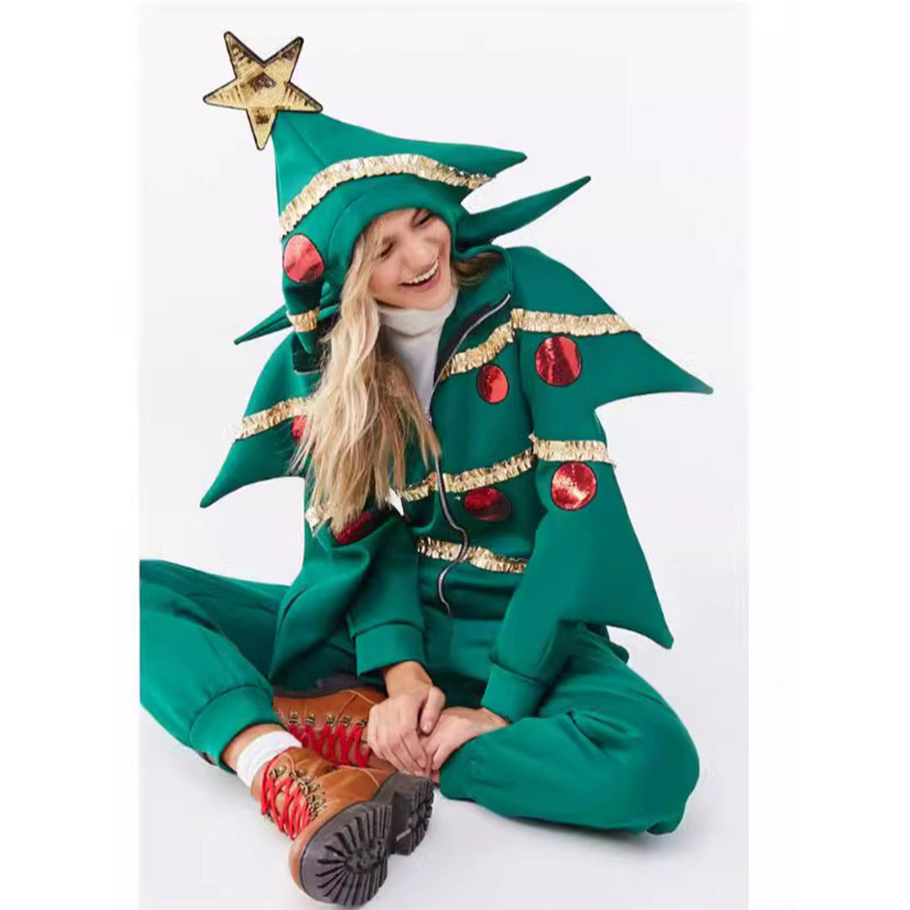 unisex Erwachsene Weihnachtsbaum Zipper Hoodie Cosplay Kostüm Outfits Halloween Karneval Anzug