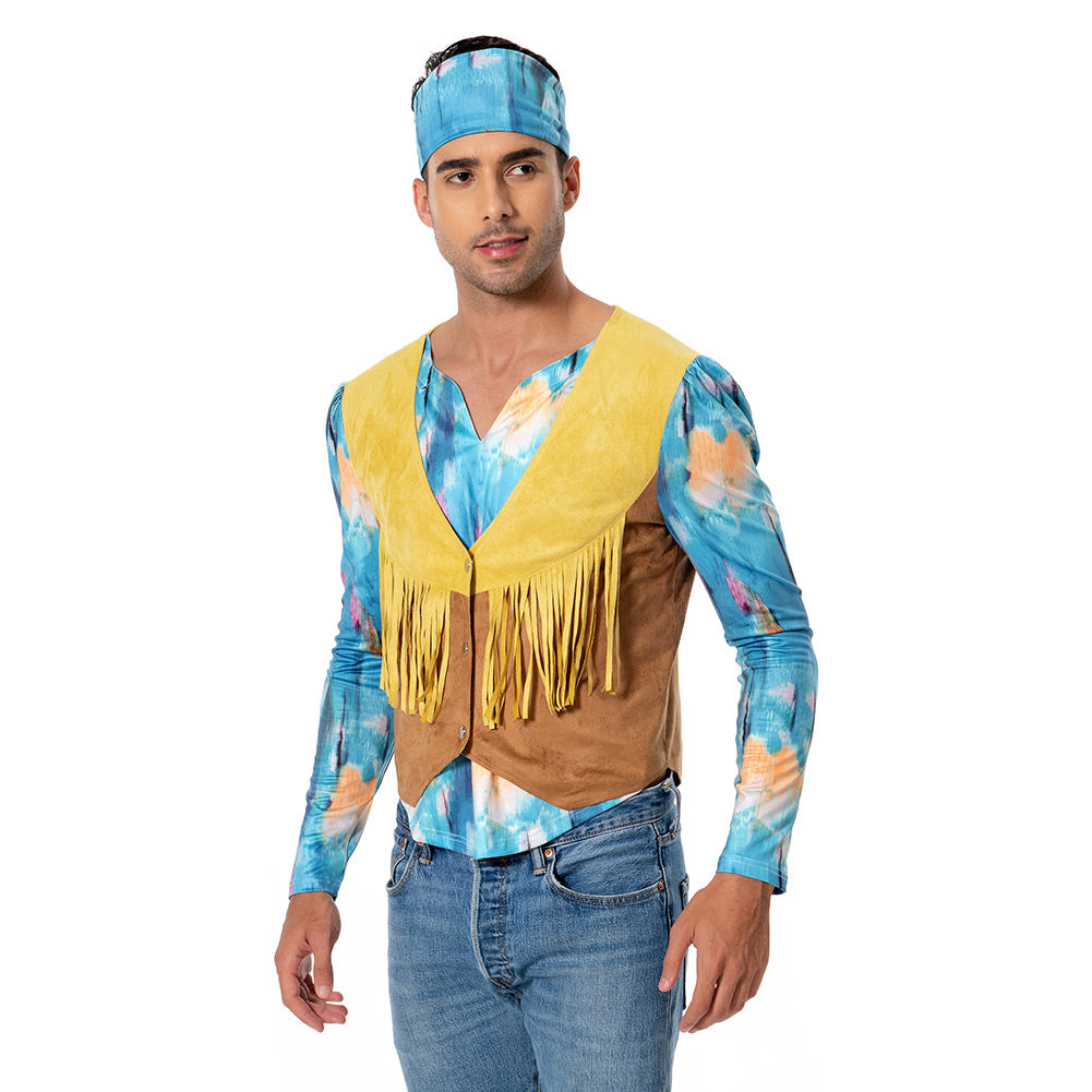 Erwachsene 70er Hippie Cosplay Kostüm Retro Disco Outfits Halloween Karneval Set