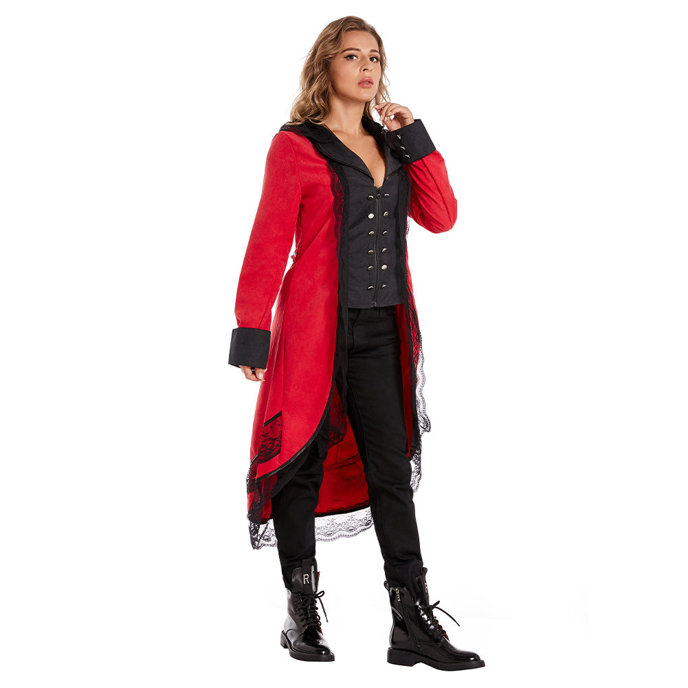 Halloween Damen victorianische Smoking-Jacke Frack Steampunk Jacke